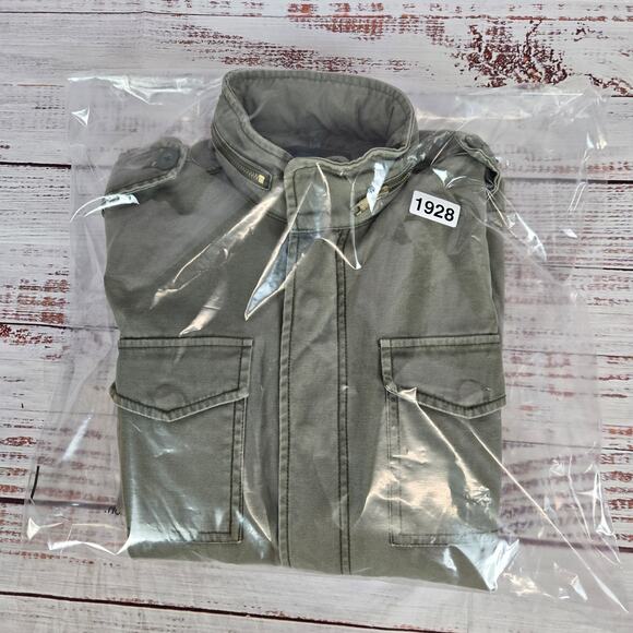 American Eagle Barn Chore Coat S Military Green Utility Snap Zip Jacket Pockets - Picture 13 of 13